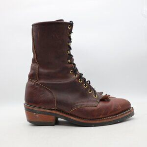 PD Tuff Western Packer Boots Kiltie Men's Size 10 EE Brown Leather Made In USA